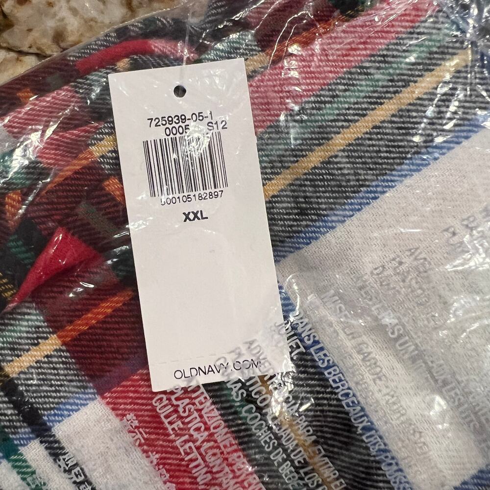 NWT Old Navy White Plaid Tartan Flannel Christmas Lounge Pajama Pants - Picture 10 of 12